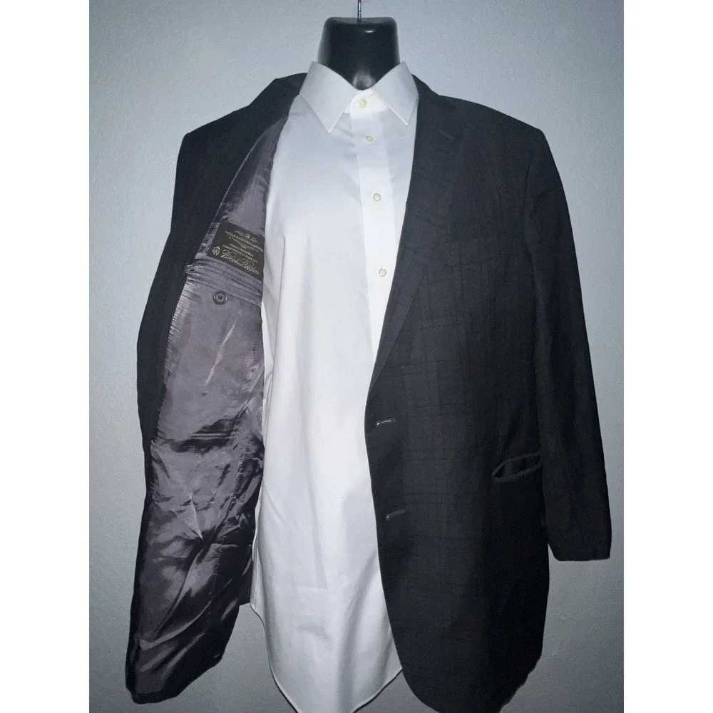 Brooks Brothers 1818 Regent Blazer Vitale Barberis Cashmere Windowpane 46R Blue